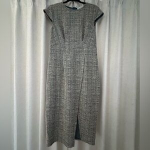 Women's Gray Tweed Cap-Sleeve Sheath Dress